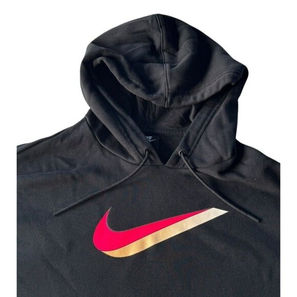 Nike Icon Clash Fleece Black Crop Hoodie Women's Sz 1X Pink Yellow Double Swoosh - Picture 8 of 9